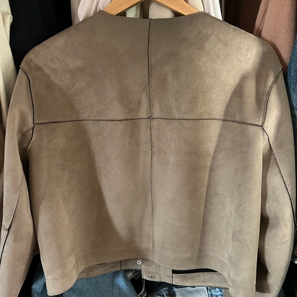 Zara basic outerwear taupe suede jacket - Picture 3 of 4